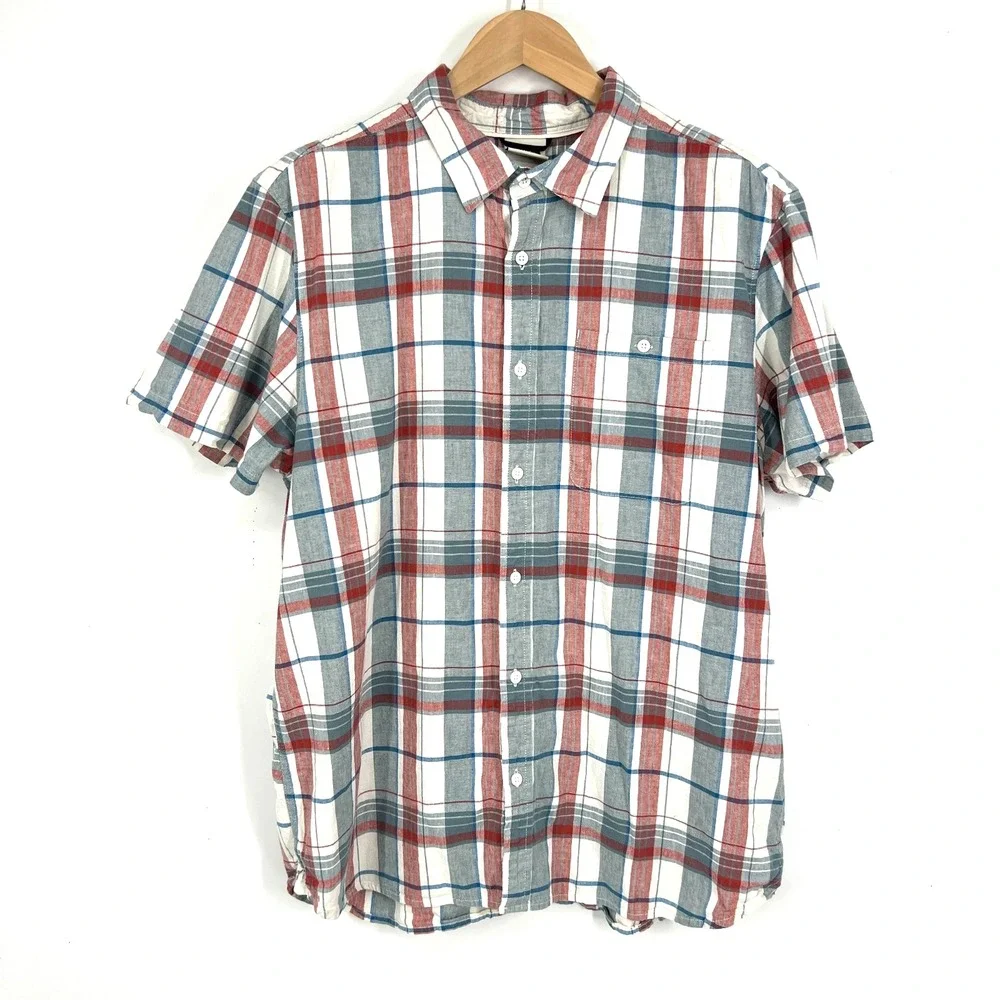 The North Face Loghill Button Down Shirt Mens Size XL Multi Plaid Cotton Hemp